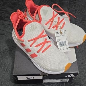 Adidas Women's White and Coral Sneakers